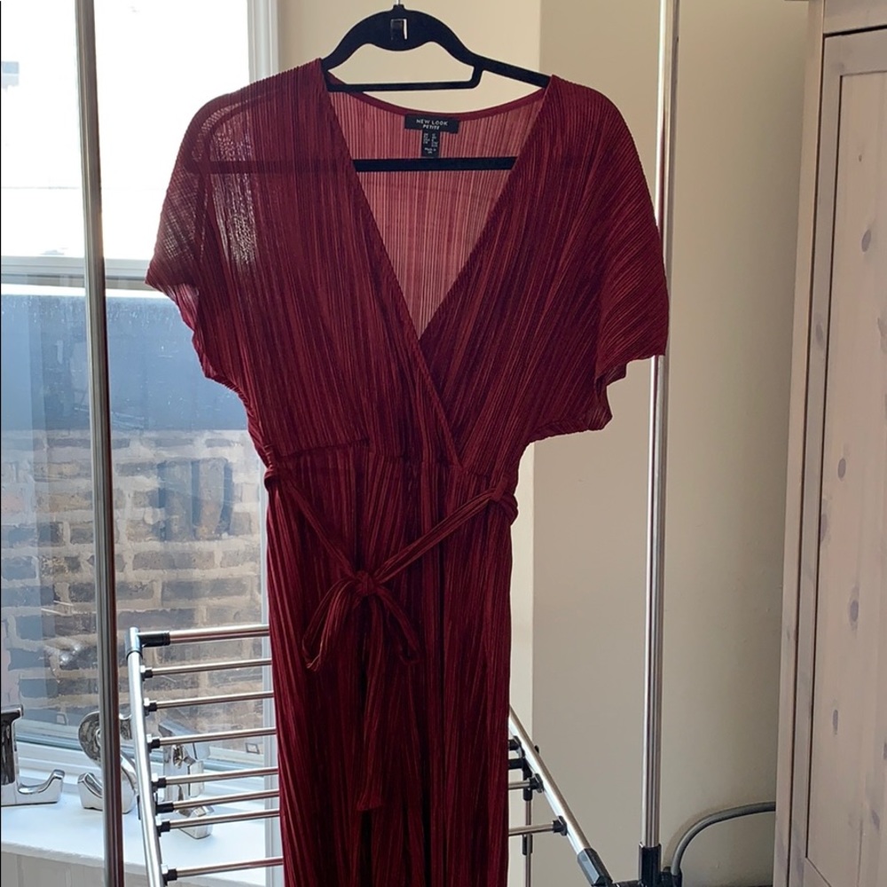 New Look burgundy belted culotte jumpsuit
